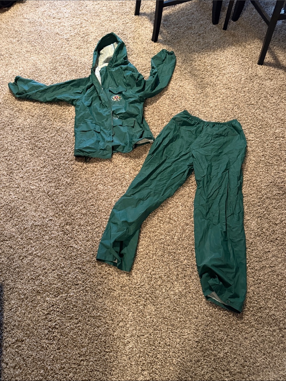Dark Green Women's Track Rain Pants and Hooded Jacket Set